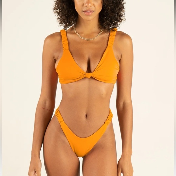 NWOT SET Ayra Swim Mimosa center knit ruched strap bikini 12265 - Picture 2 of 10